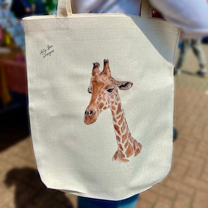 Giraffe Linen Tote Bag