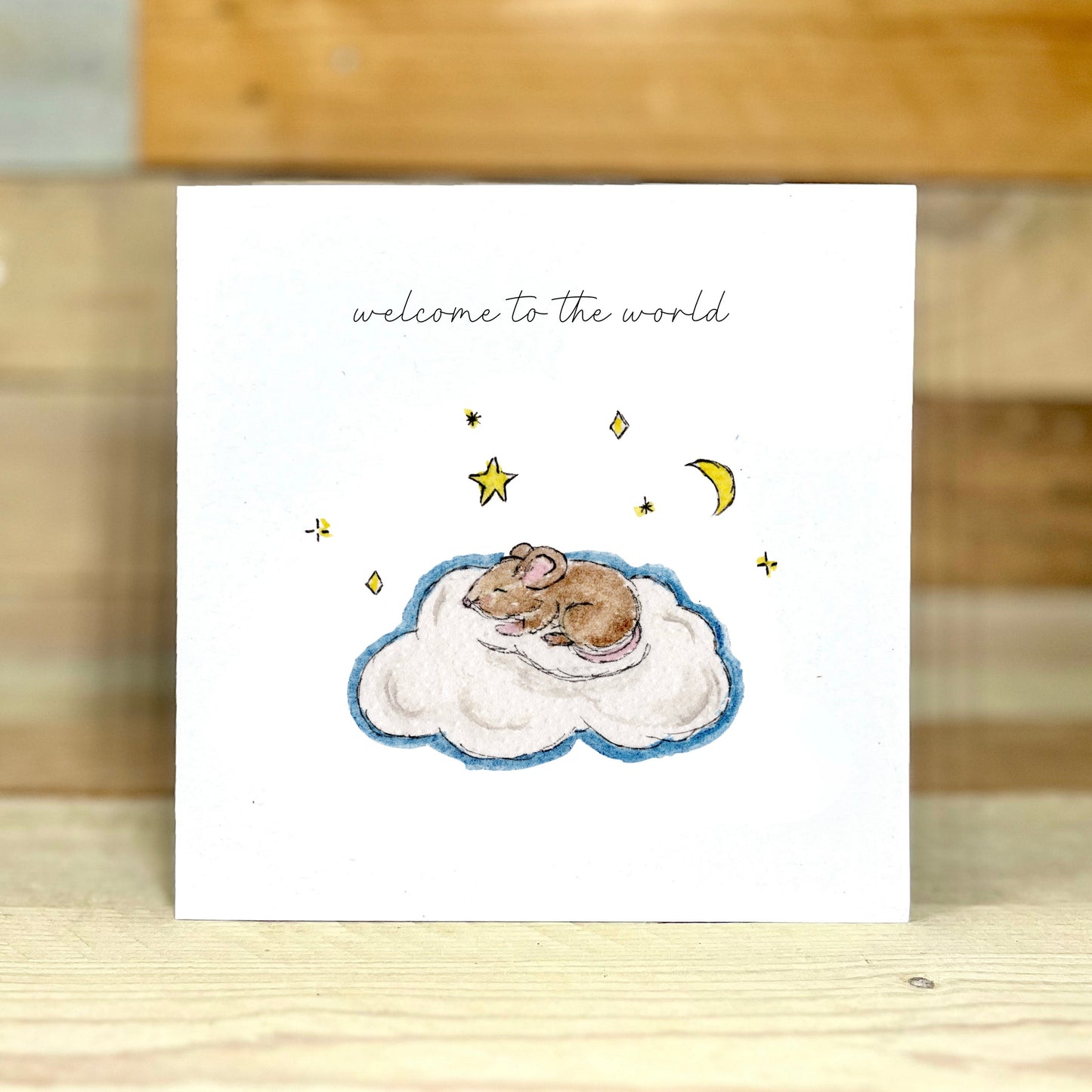 Sleepy Mouse New Baby Card