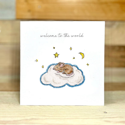 Sleepy Mouse New Baby Card