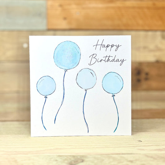 Blue Balloons Birthday Card