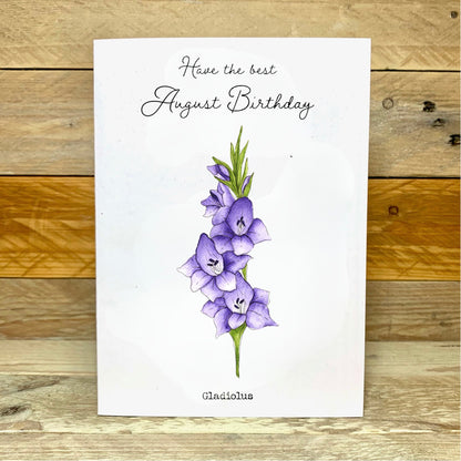 August / Gladiolus Birth Flower Card