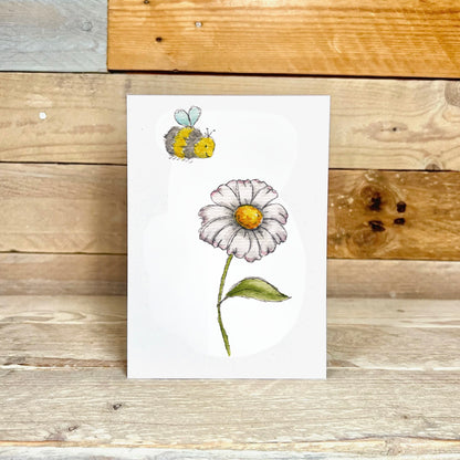 Bumble and Daisy Blank Notelet