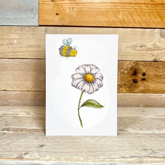 Bumble and Daisy Blank Notelet