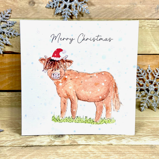Jock the Highland Coo at Christmas Charity Christmas Card