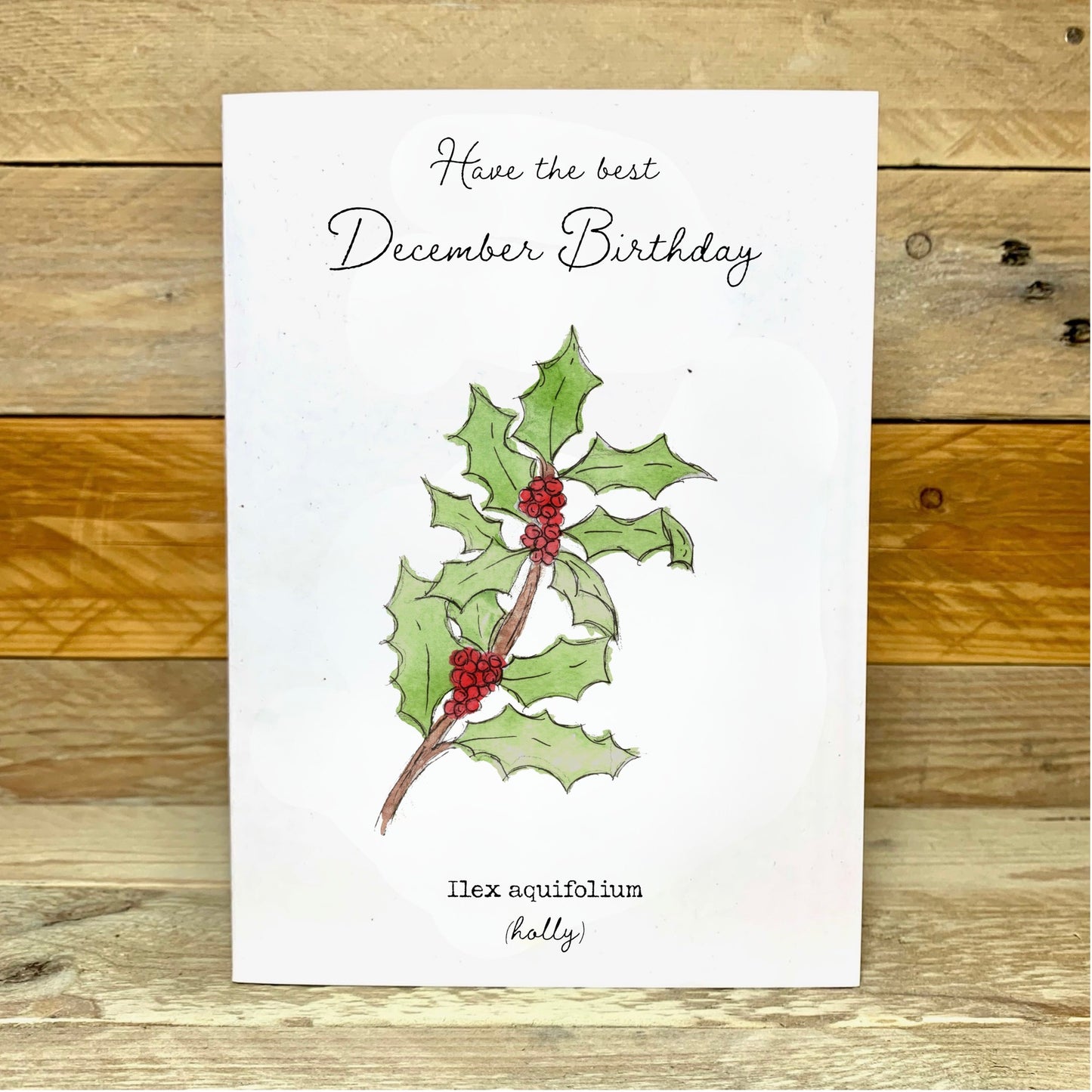 December / Holly Birth Flower Card