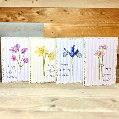 Iris / February Modern Birth Flower Card