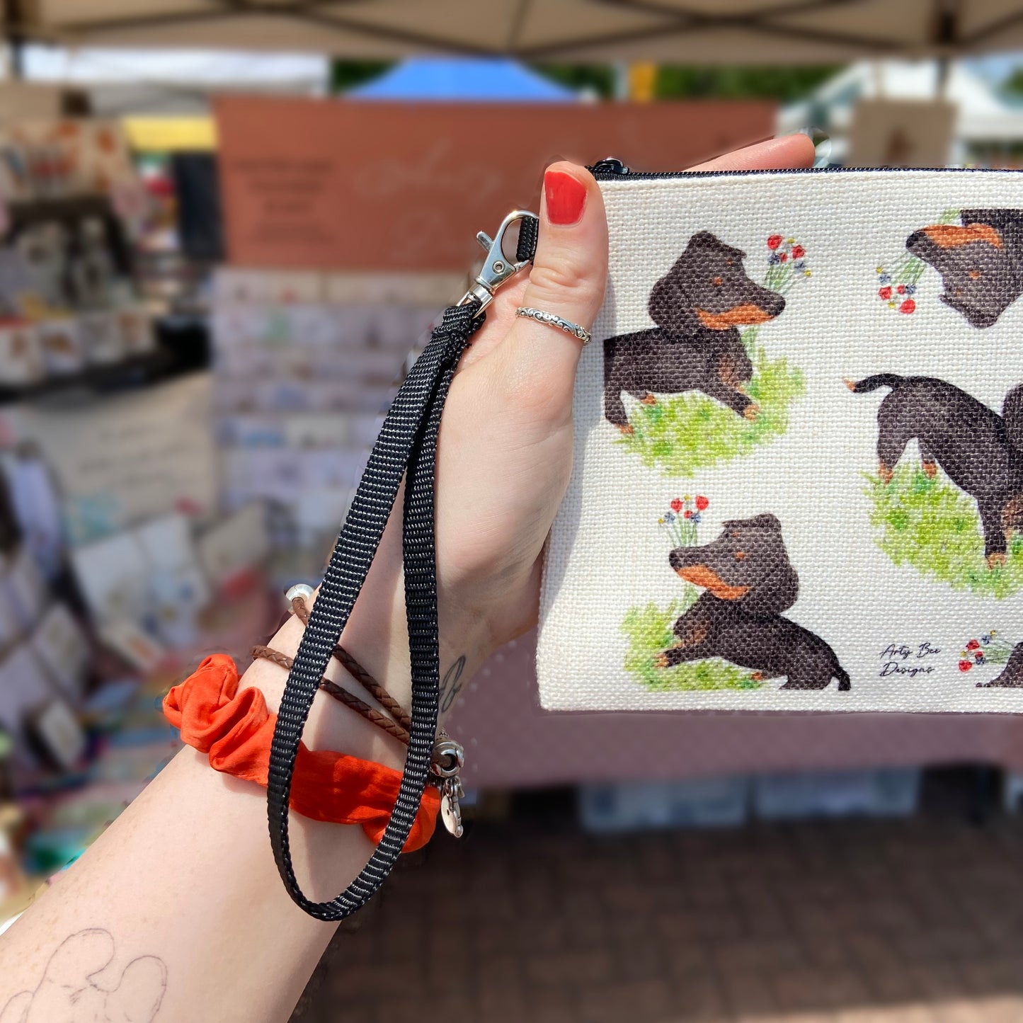 Sausage Dog Zip up Linen Bag