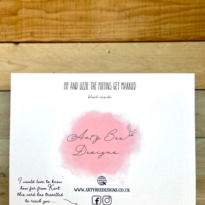 Pip and Lizzie the Puffin's Get Married Wedding Card