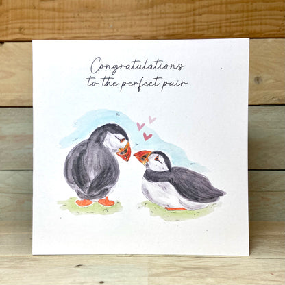 Puffin's Down On One Knee Engagement / Wedding Card