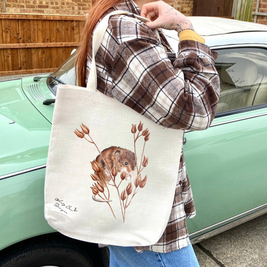 Harvest Mouse Linen Tote Bag