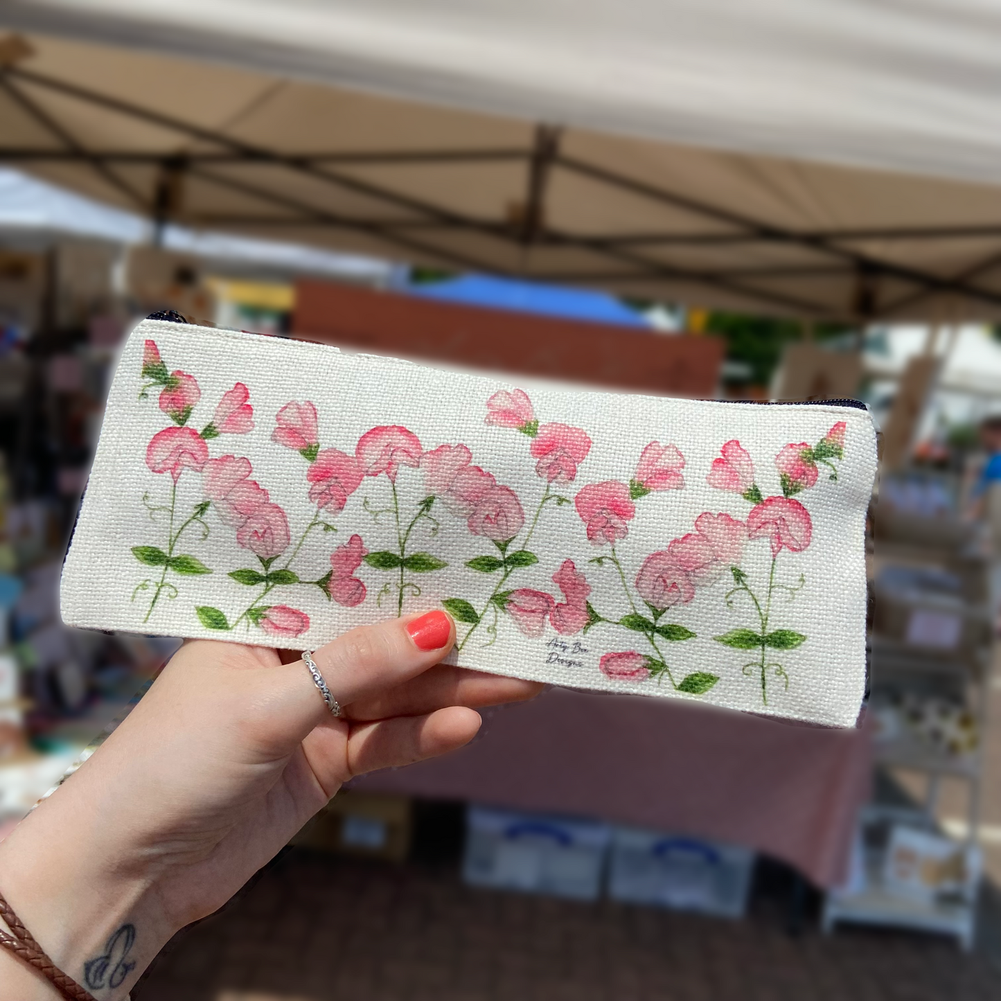 Sweetpea Linen Pencil Case