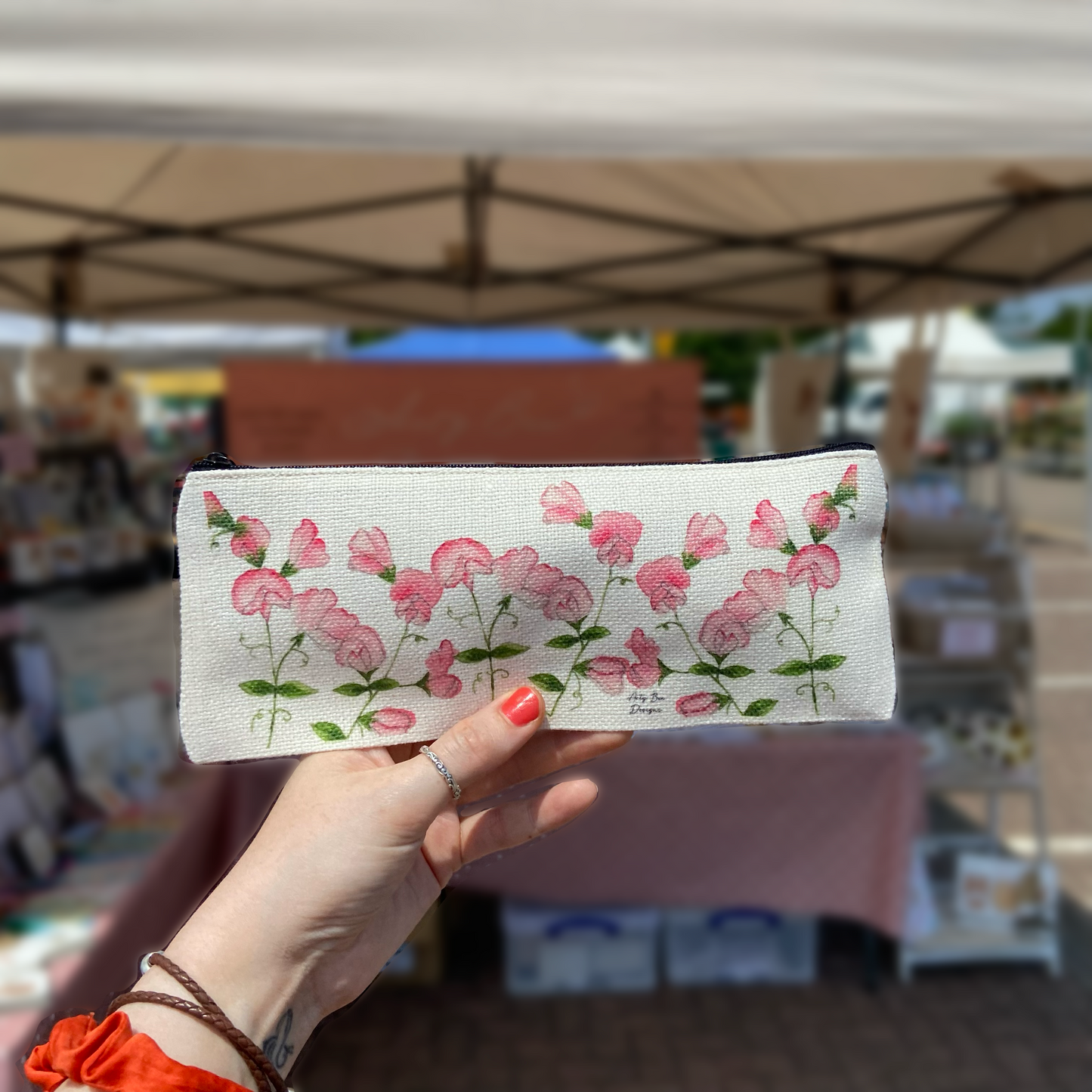 Sweetpea Linen Pencil Case