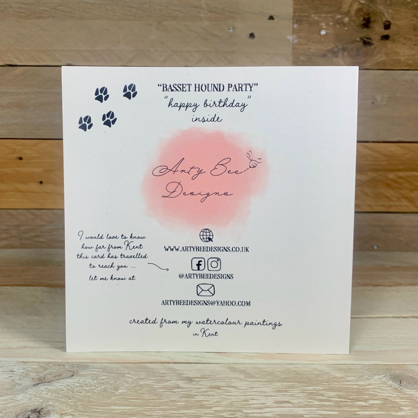 Basset Hound Party Birthday Card - Arty Bee Designs 
