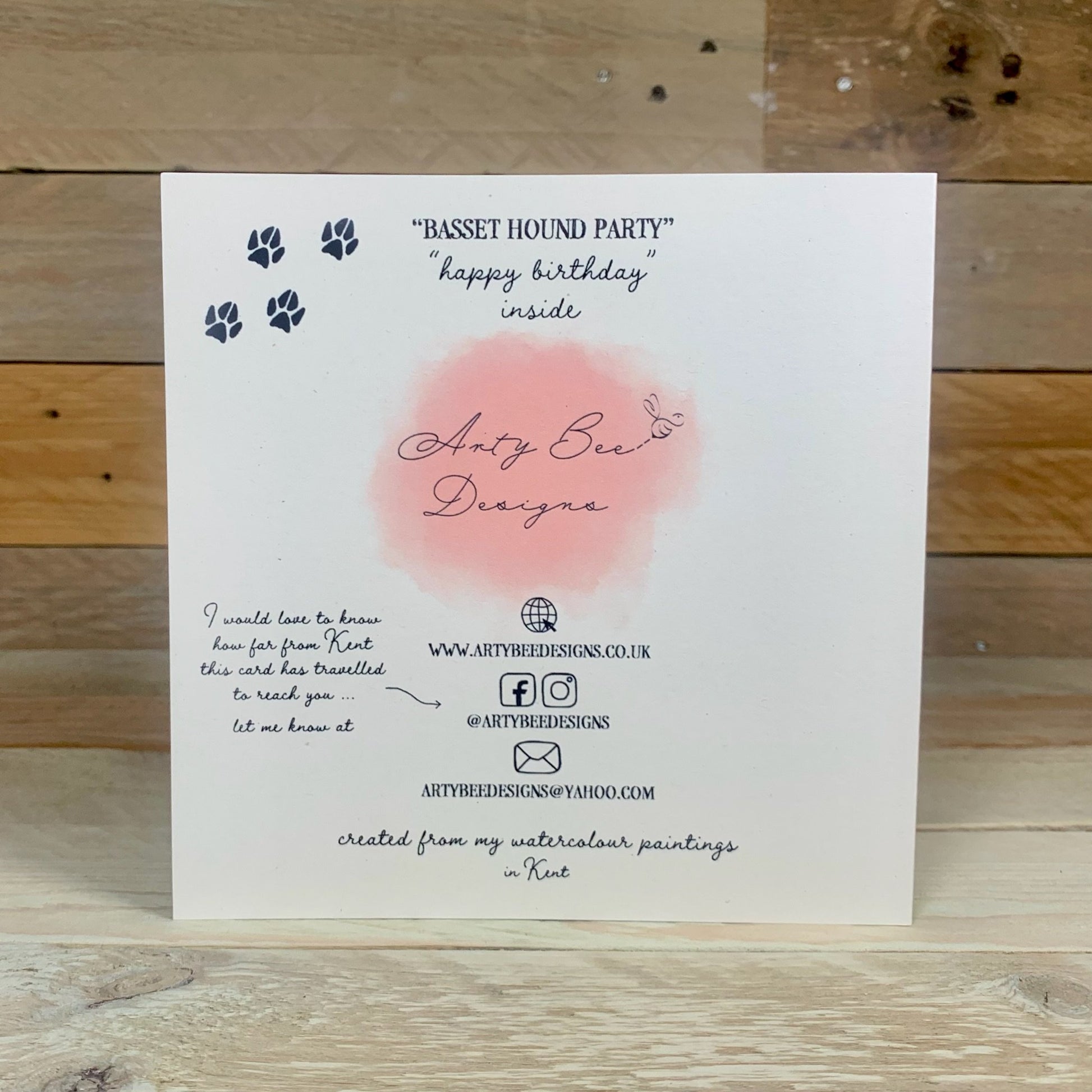 Basset Hound Party Birthday Card - Arty Bee Designs 