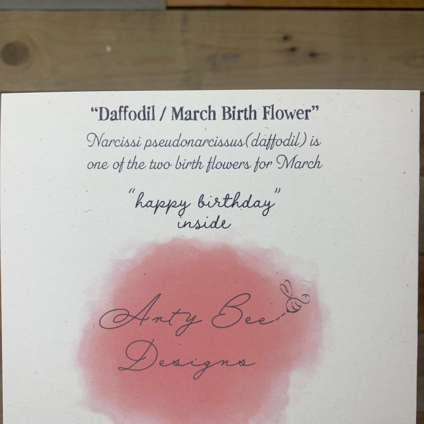March / Daffodil Birth Flower Card - Arty Bee Designs 