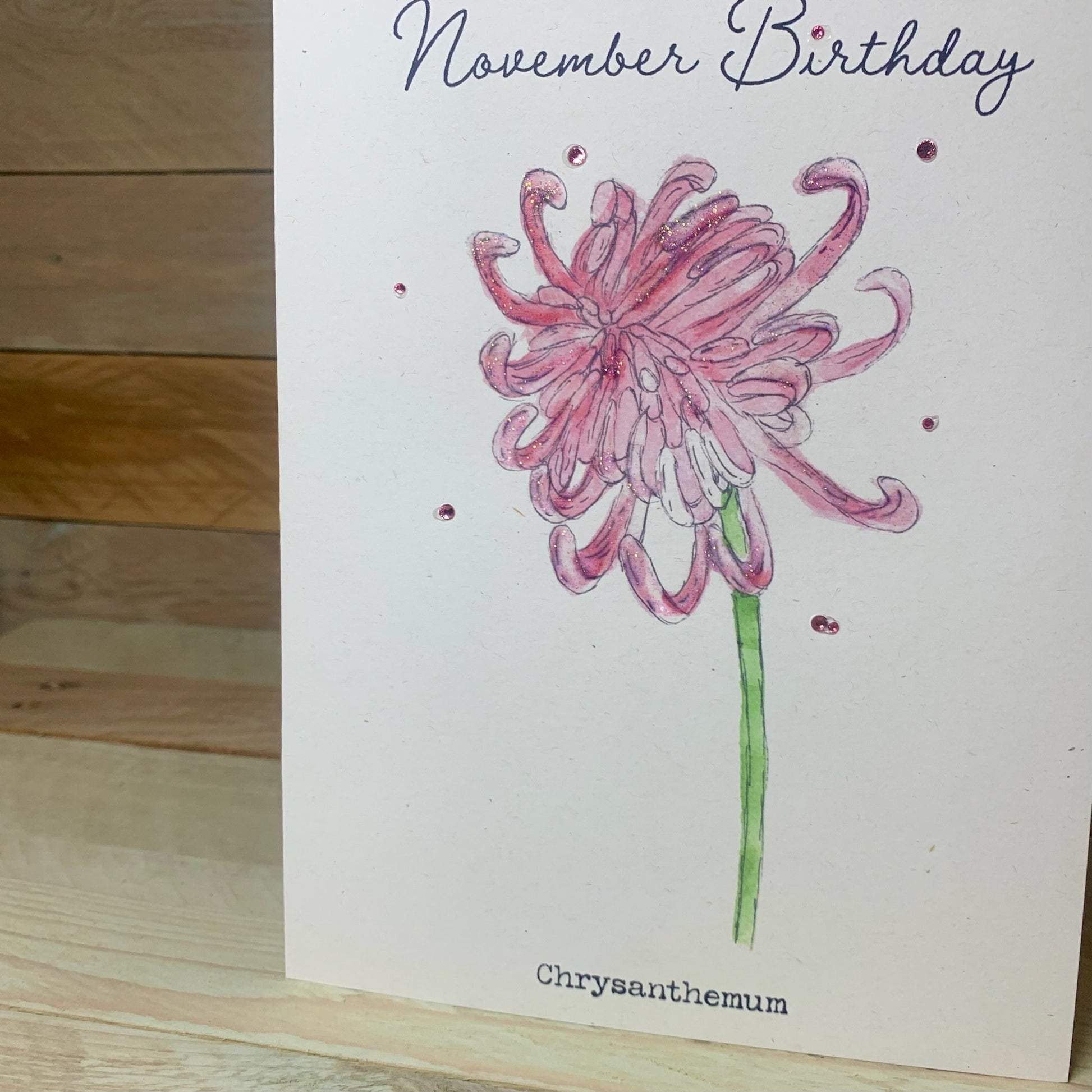 November / Chrysanthemum Birth Flower Card - Arty Bee Designs 
