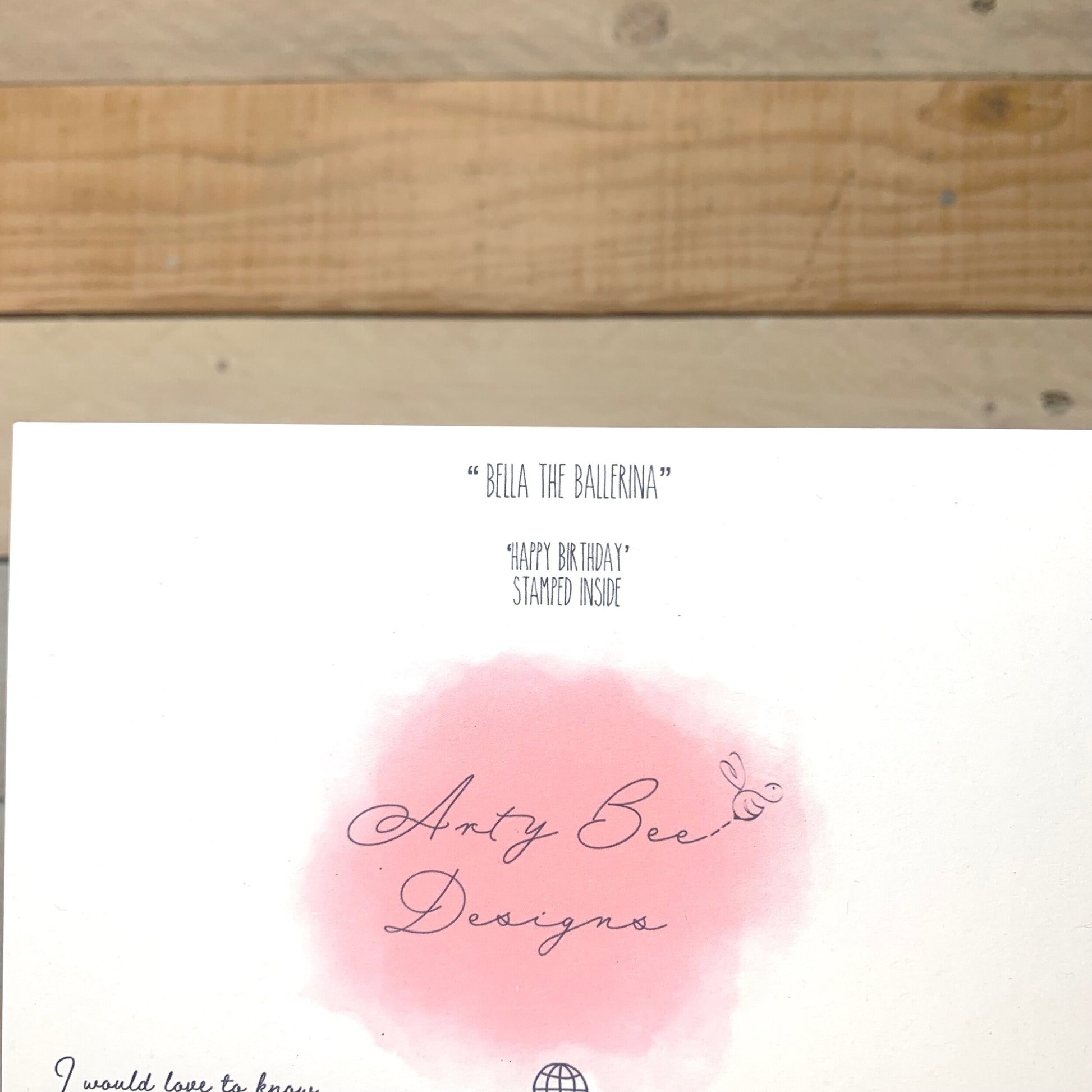 Bella the Ballerina Birthday Card - Arty Bee Designs 