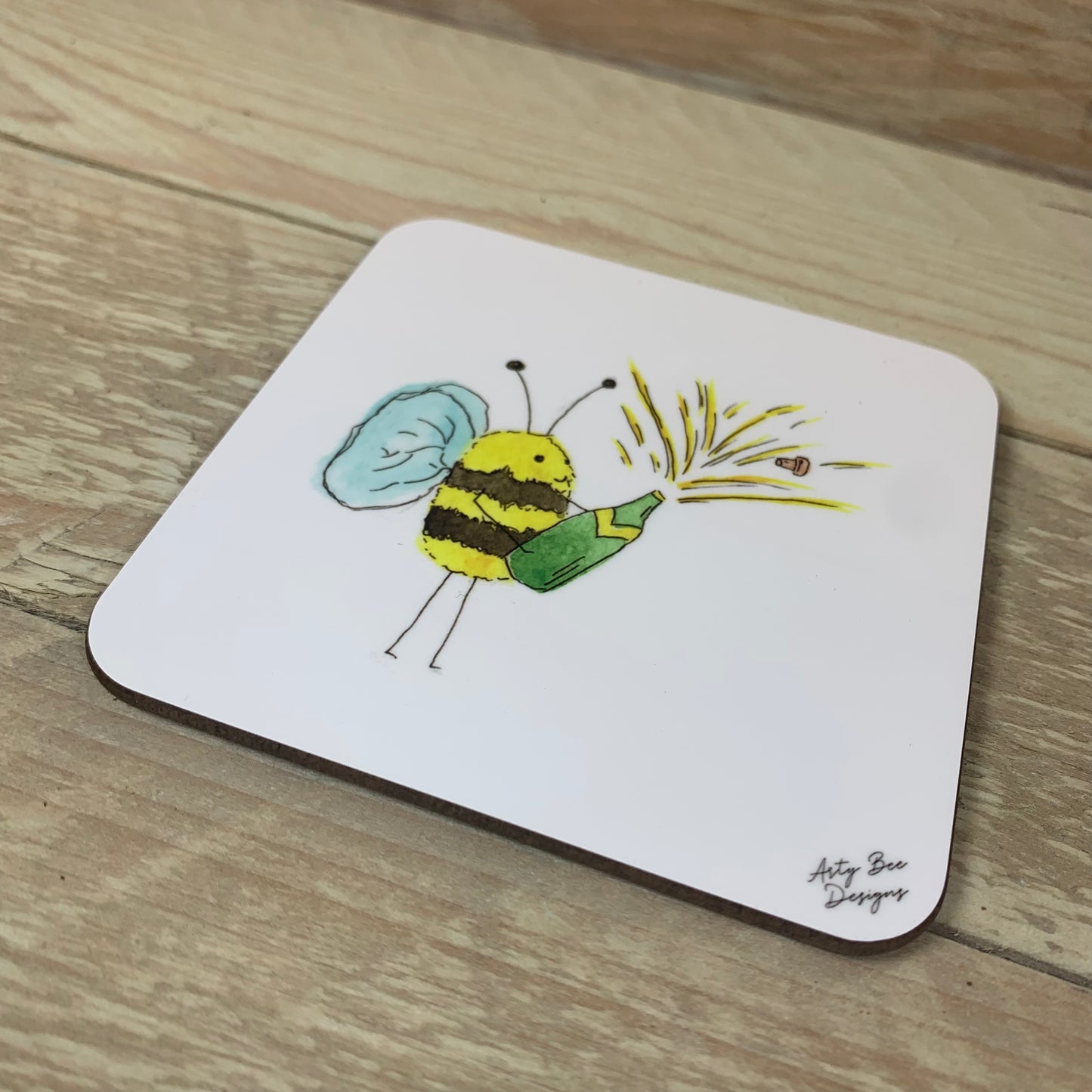 Buzzy Fizzy Pop Bee Coaster - Arty Bee Designs 