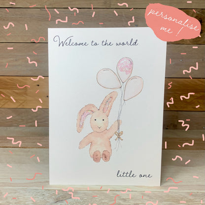 Neutral Bunny New Baby Card - Arty Bee Designs 