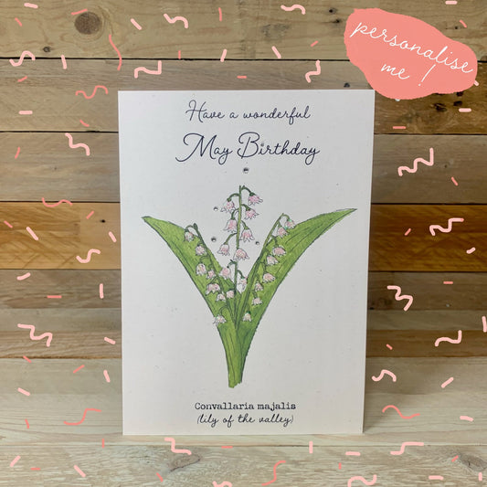 May / Lilly of the Valley Birth Flower Card - Arty Bee Designs 