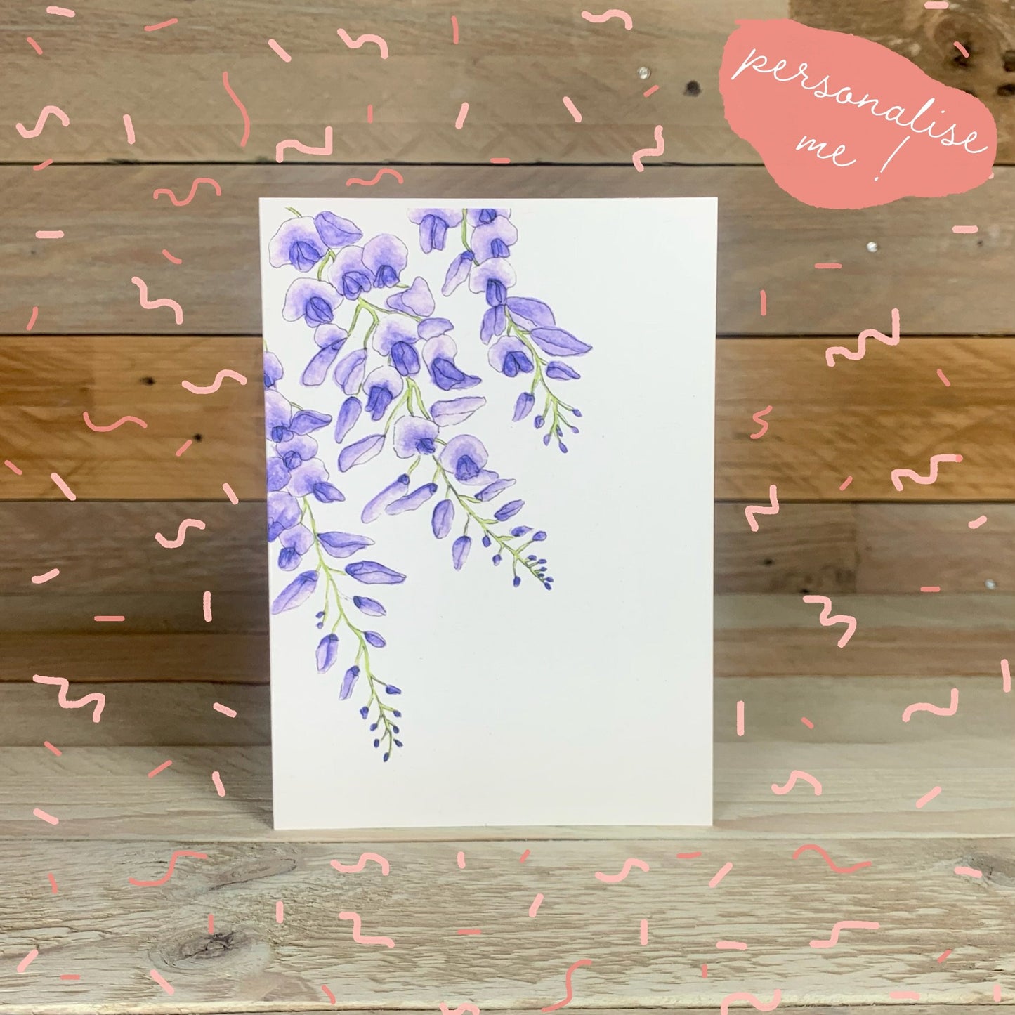 Purple Wisteria Notelet - Arty Bee Designs 