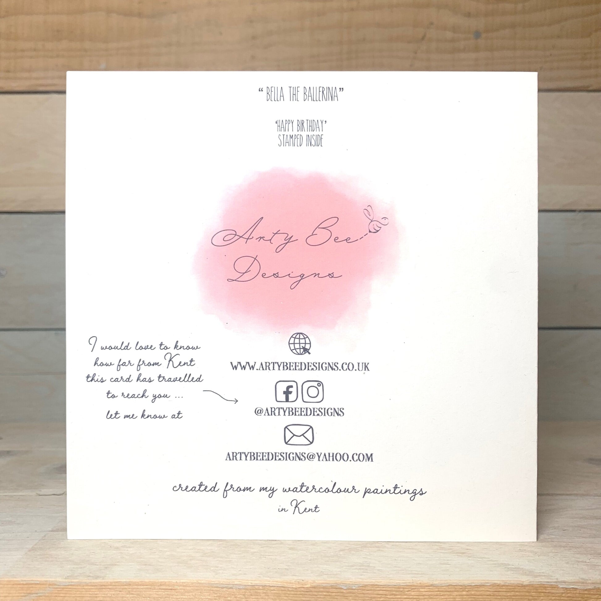 Bella the Ballerina Birthday Card - Arty Bee Designs 