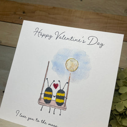 Love You Too The Moon and Back Bee's Valentine's Card