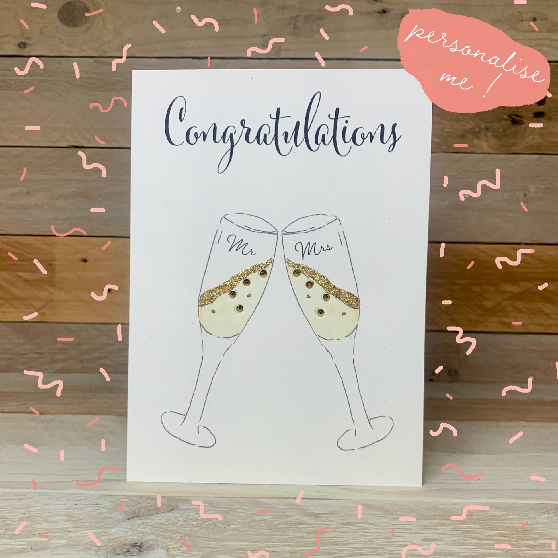 Congratulations Wedding Glasses Card - Arty Bee Designs 