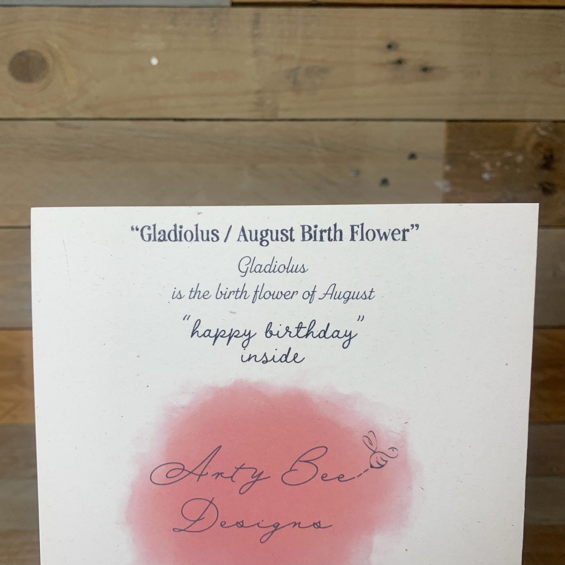 August / Gladiolus Birth Flower Card - Arty Bee Designs 