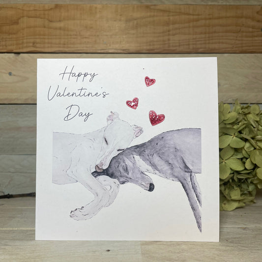 Snuggles Whippet Valentine's Card