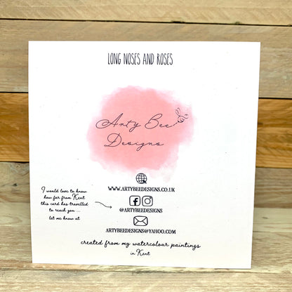 Long Noses and Roses Whippet Anniversary Card