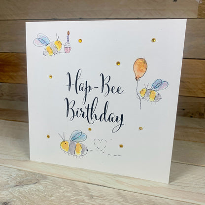 Hap-Bee Birthday Card - Arty Bee Designs 