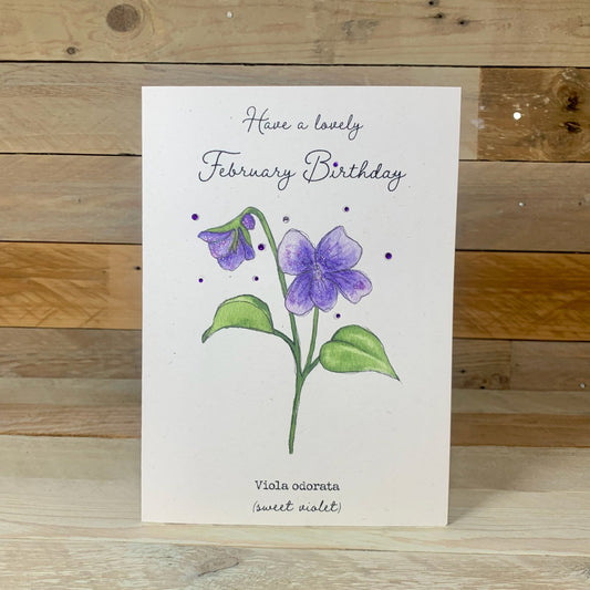 February / Violet Birth Flower Card - Arty Bee Designs 