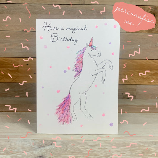 Sparkle the Unicorn Card - Arty Bee Designs 
