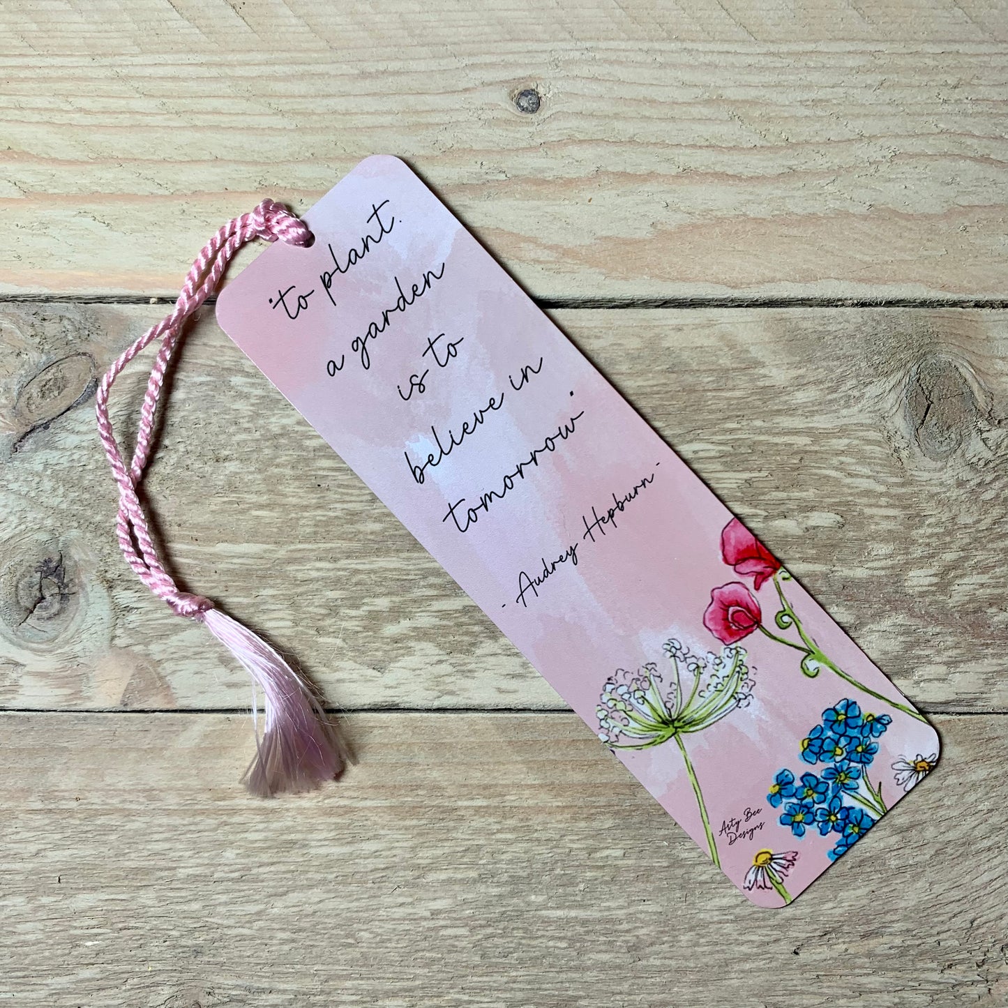 To plant a Garden ... Metal Bookmark With Tassel