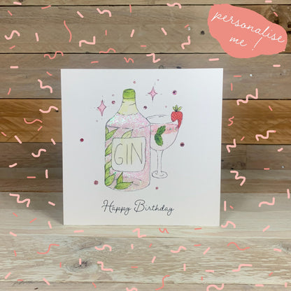 Gin Birthday Card - Arty Bee Designs 