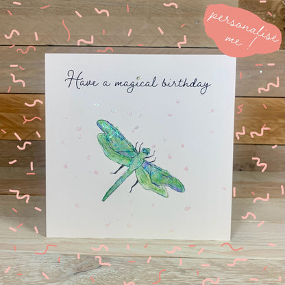 Dragonfly Magical Birthday card - Arty Bee Designs 