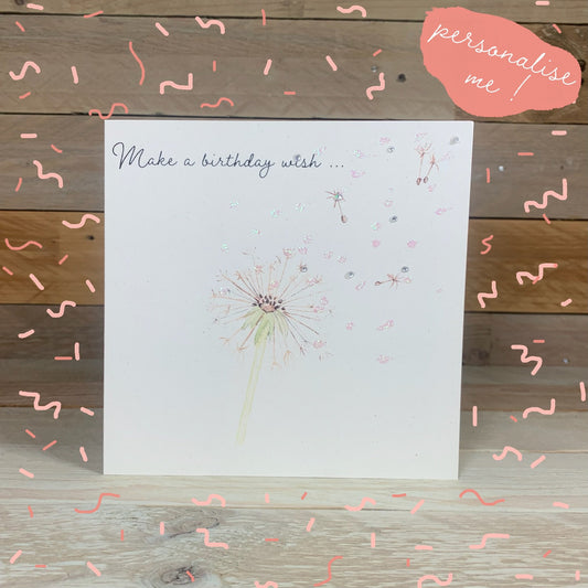 Dandelion Wishes Birthday card - Arty Bee Designs 