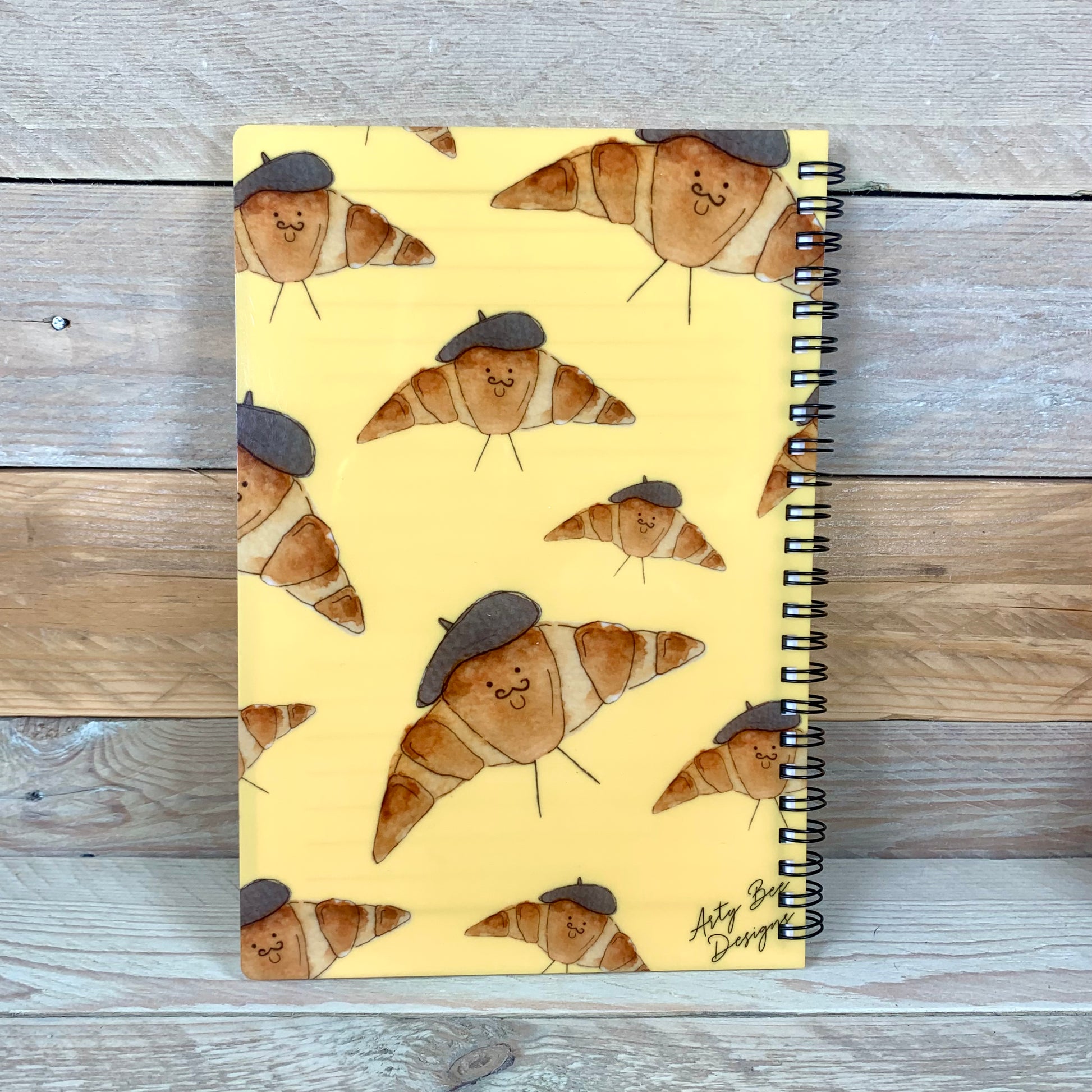 Pierre la Patisserie plastic cover wire bound A5 notebook - Arty Bee Designs 