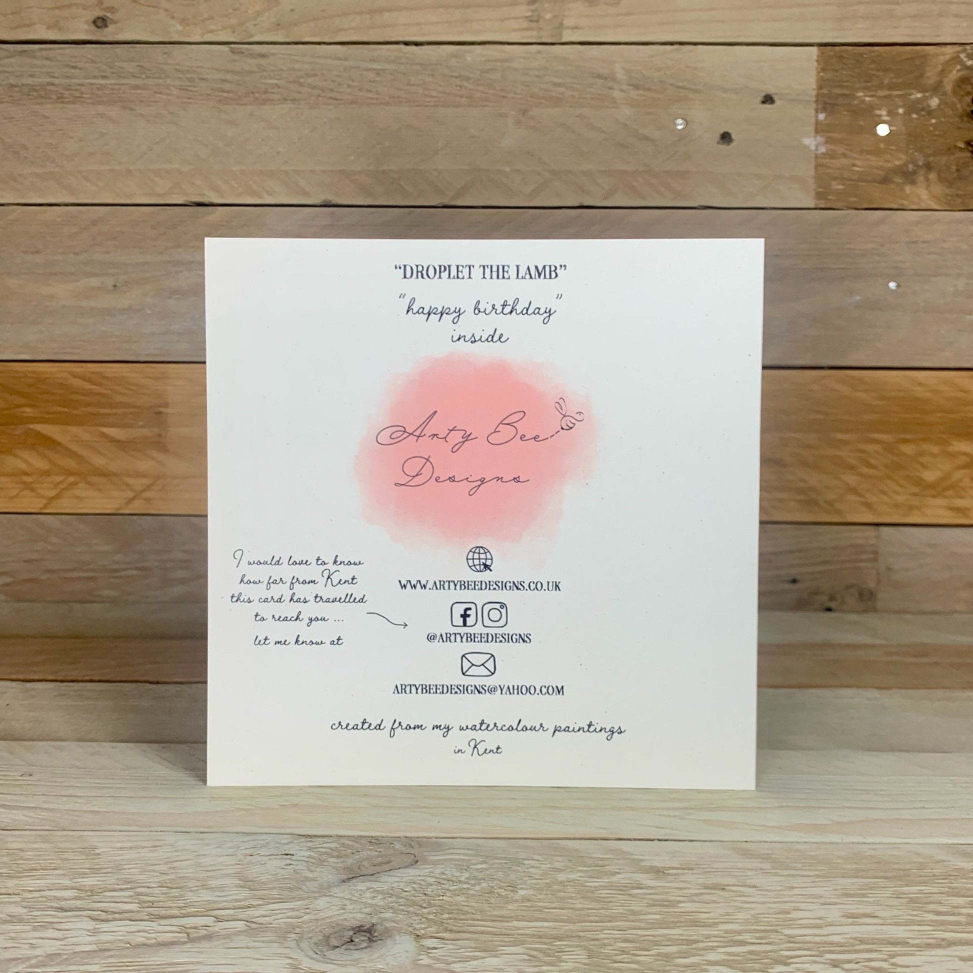 Droplet the Lamb Birthday Card - Arty Bee Designs 