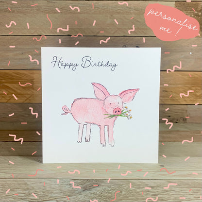 Peggy the Piggy Birthday Card - Arty Bee Designs 