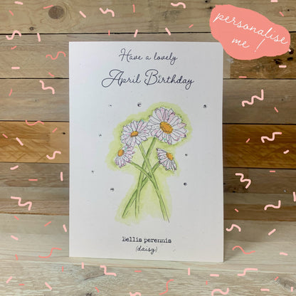 April / Daisy Birth Flower Card - Arty Bee Designs 