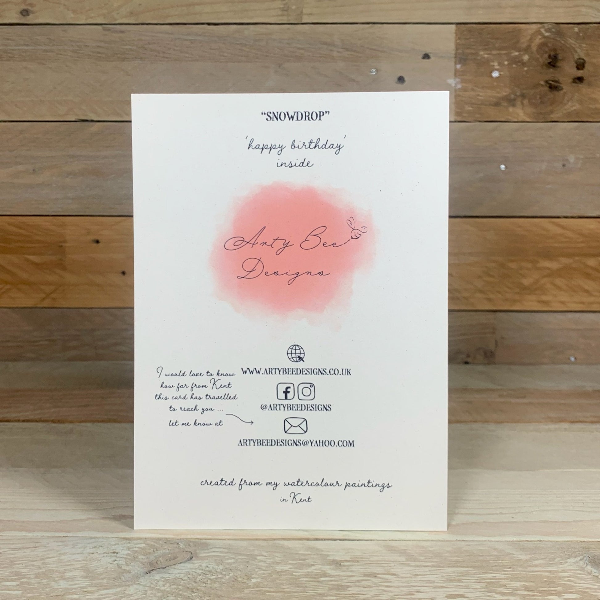 Snowdrop Birthday Card - Arty Bee Designs 
