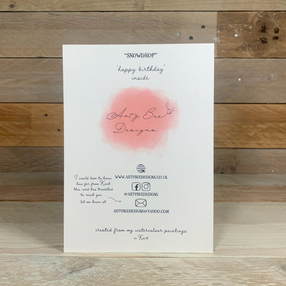 Snowdrop Birthday Card - Arty Bee Designs 