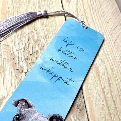 Life Is Better With A Whippet Metal Bookmark With Tassel