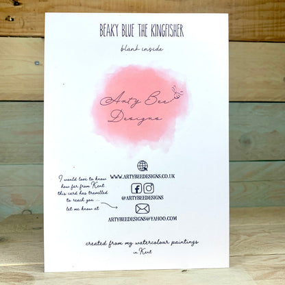 Beaky Blue The Kingfisher Blank Card