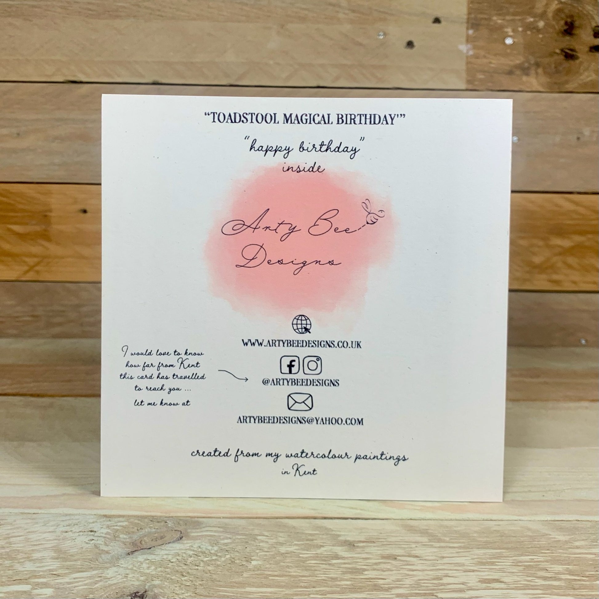 Toadstool Birthday Card - Arty Bee Designs 