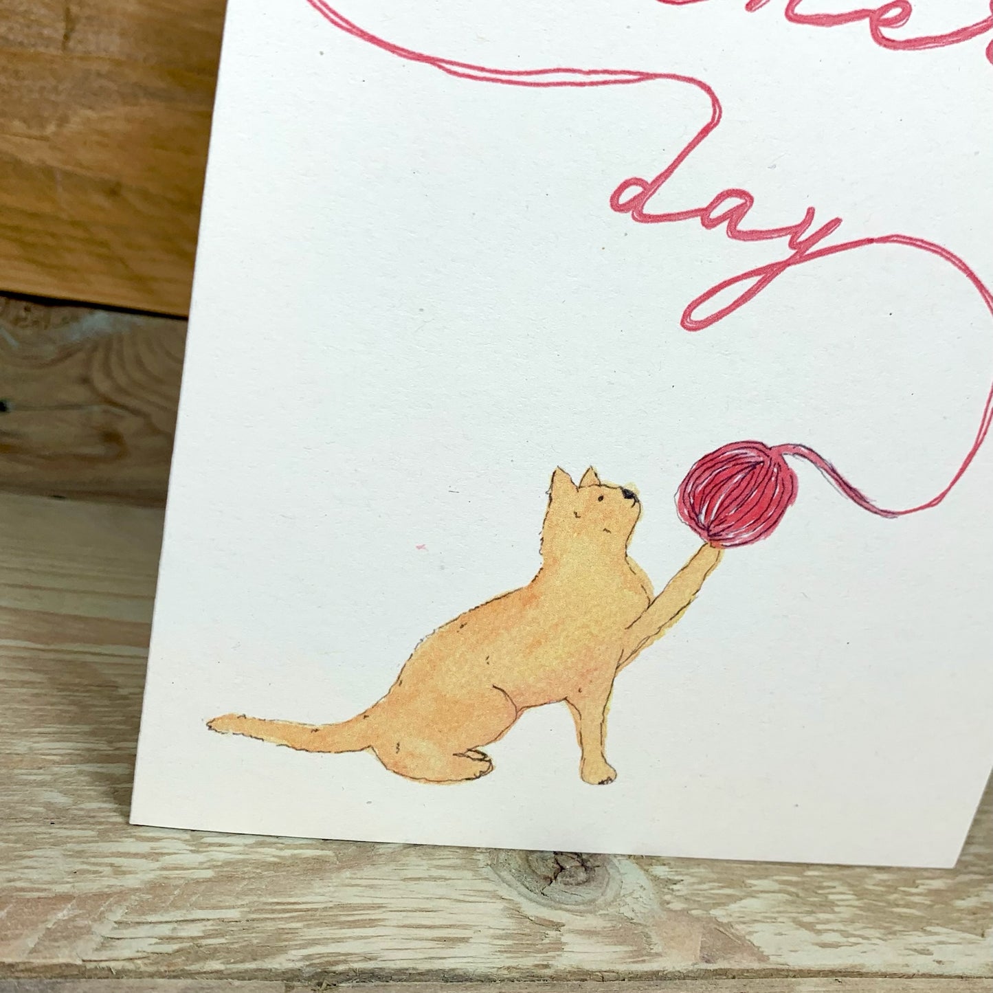 Ginger Cat and String Mother's Day Card