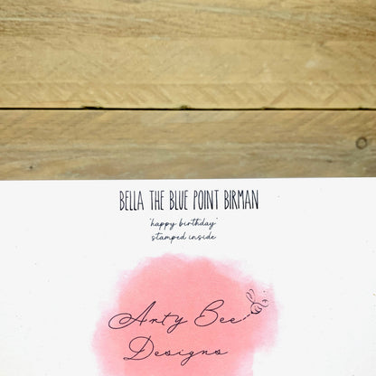 Bella the Blue Point Birman Cat Birthday Card