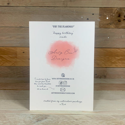 Fifi the Flamingo Birthday Card - Arty Bee Designs 